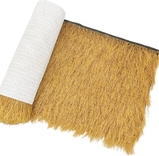Realistic Synthetic Thatch Roll Sun-Bleached Yellow - 18 & 30 Inch Widths - Reinforced Weave for Mexican Palapa, Tiki Bars, Hawaiian Parties & Patio Decor (18 Inch Width x 10 Feet Length)
