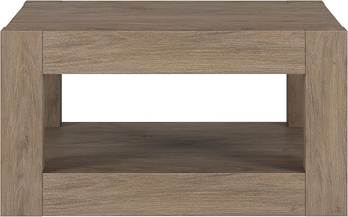 Henn&Hart 32" Wide Square Coffee Table in Weathered Gray, for Home, Living Room, Bedroom, Entertainment Room, Office