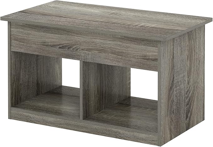 Furinno Jensen Living Room Lift Top Coffee Table with Hidden Compartment, French Oak Grey