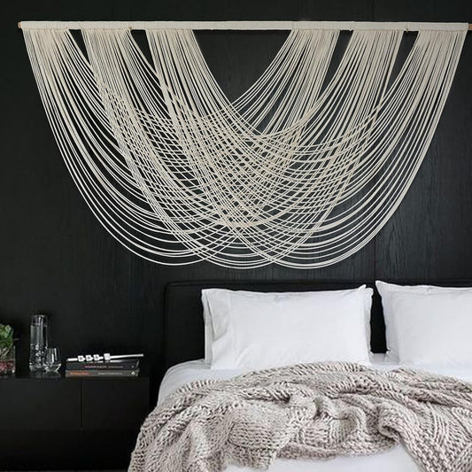 Flber Macrame Wall Hanging Large 57.00" W x 31.00" L Macrame Wall Decor Large Yarn Tapestry Home Boho Wall Decor