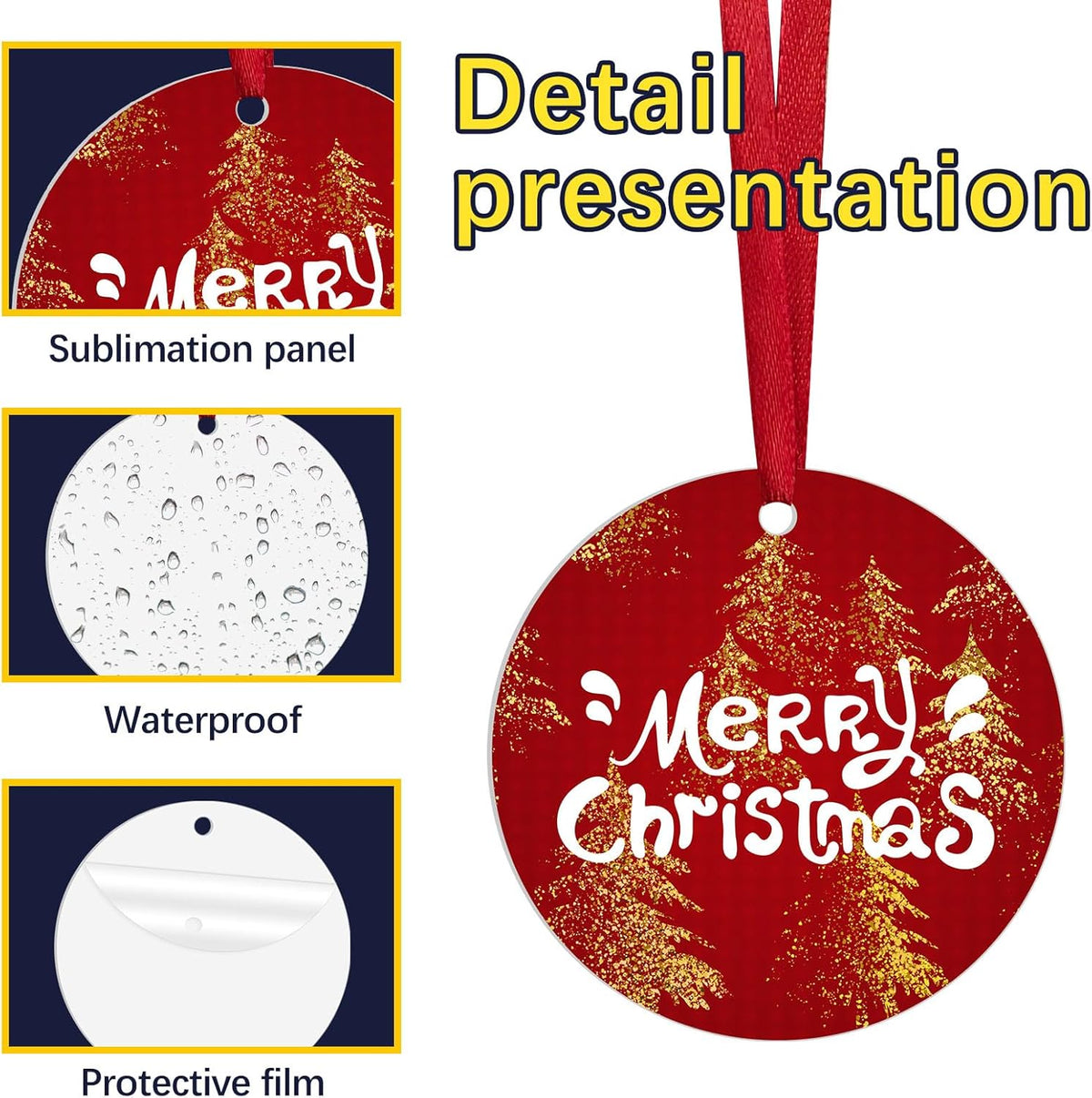 36 pcs Metal Sublimation Ornament Blanks,Sublimation Christmas Ornament Blanks for Christmas Tree Decor Blank Ornaments,Double Sided Sublimation Ornaments Round Sublimation Blanks