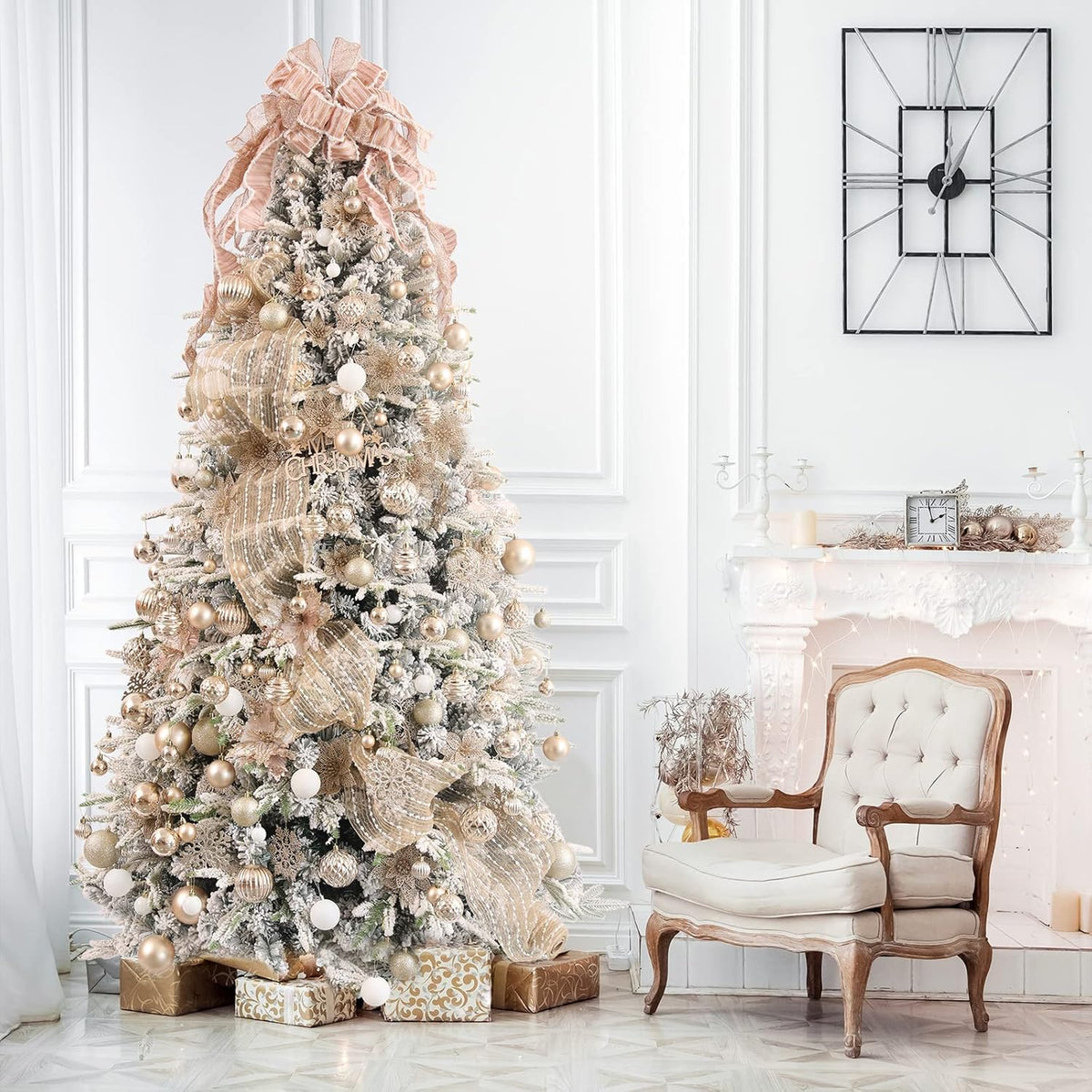 87-Pack Shatterproof Christmas Ball Ornaments Set, Christmas Tree Decorations with Hand-held Gift Package for Xmas Tree Holiday Wedding Party, Champagne