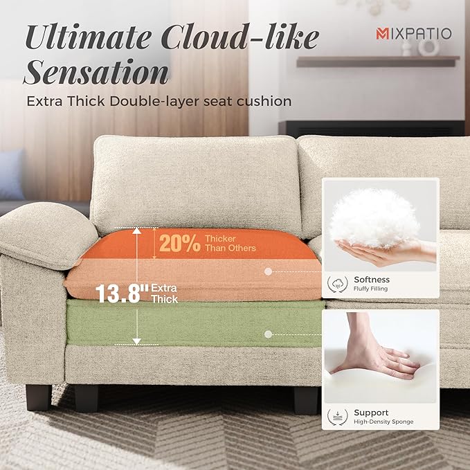 53.5" Modular Sectional Single Sofa, Soft Plush Chenille Armchair with Comfortable Deep Seat & Removable Arms for Living Room，Beige