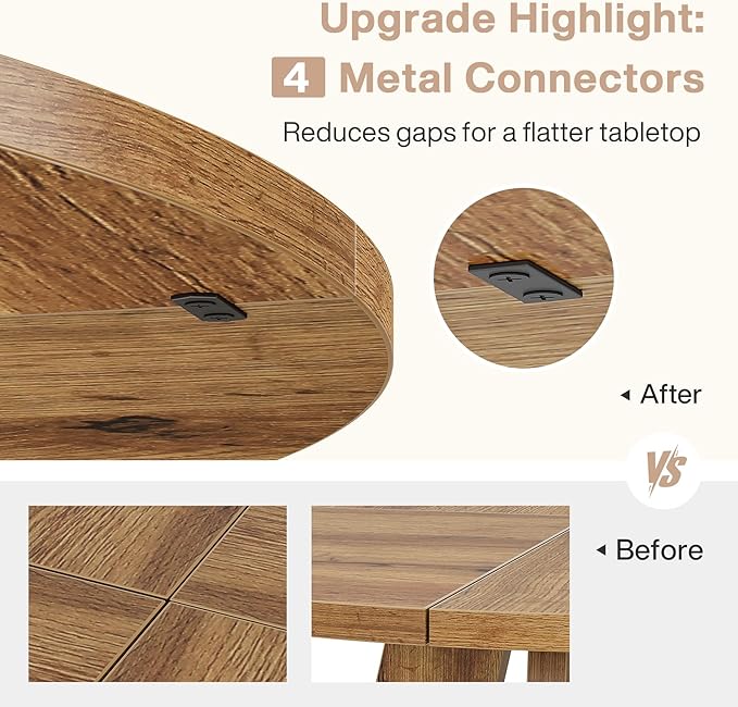 Tribesigns Farmhouse Dining Table, 47 Inch Round Dinner Table for 4, Rustic Round Dining Room Table for Home Dining Room Living Room (Natural)