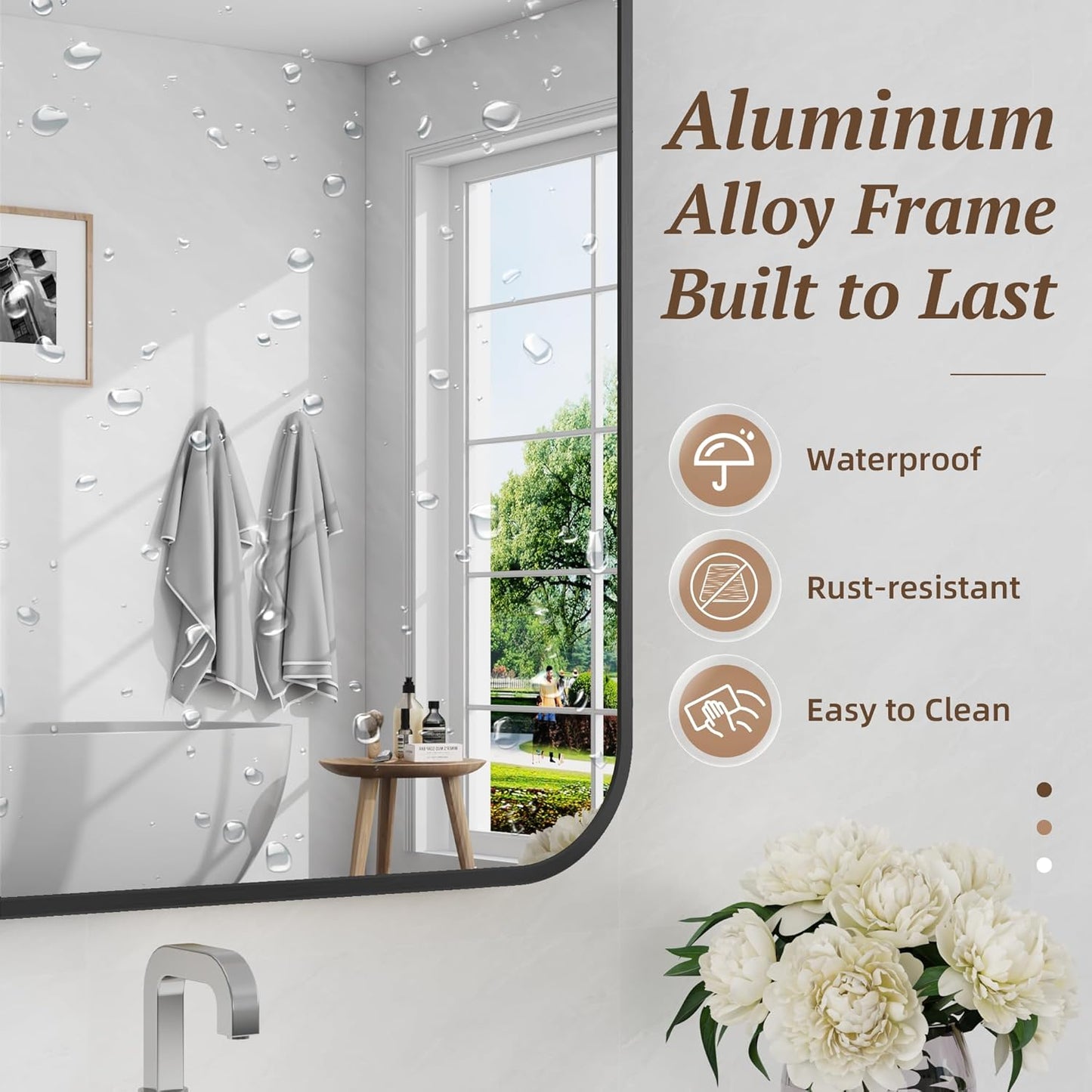 Bathroom Mirror 48" x 36", Large Rectangle Wall Mirror, Black Metal Frame Wall Mounted Mirrors for Bathroom, Vanity, Bedroom, Entryway Decor(Horizontal/Vertical)