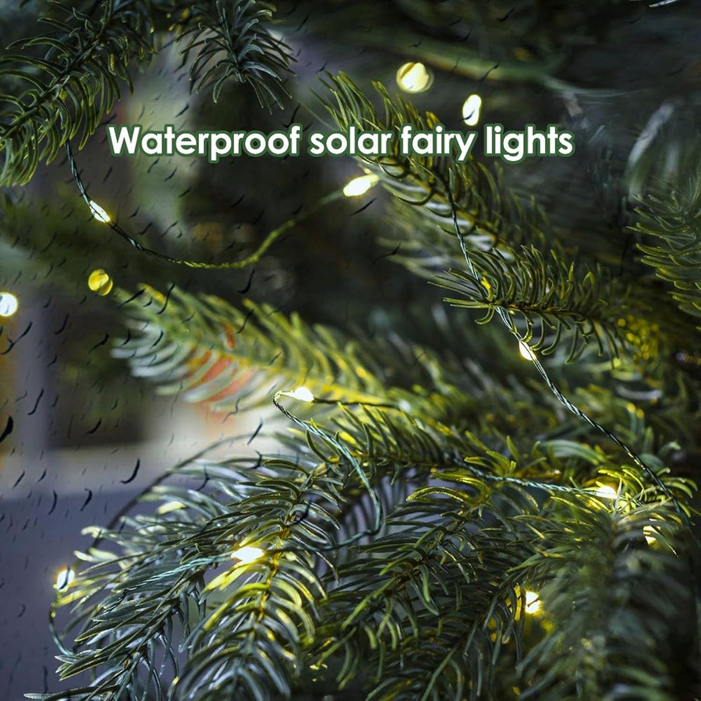Solar String Lights for Outside,33FT 100LEDs (4 Pack) Solar Fairy Lights,Waterproof 8 Modes Outdoor String Light for Patio Garden Backyard Tree Balcony Christmas,Green Wire,Warm White