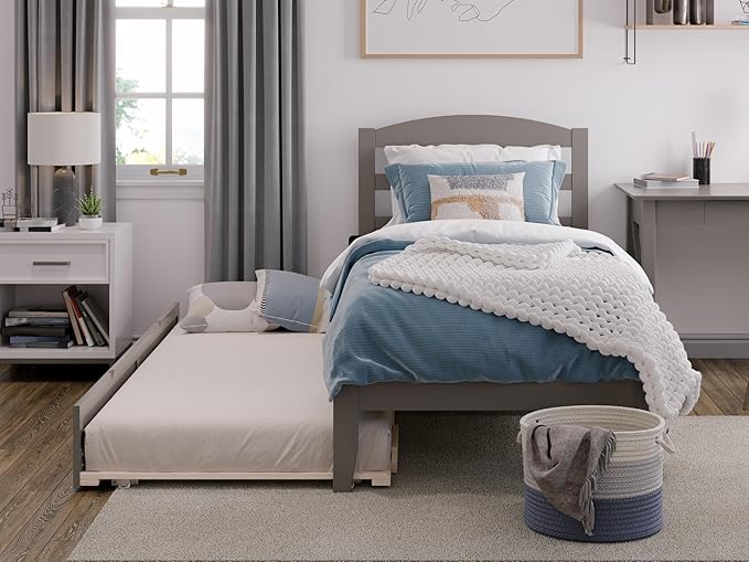 AFI, Warren Twin Platform Bed with Twin Trundle, Grey