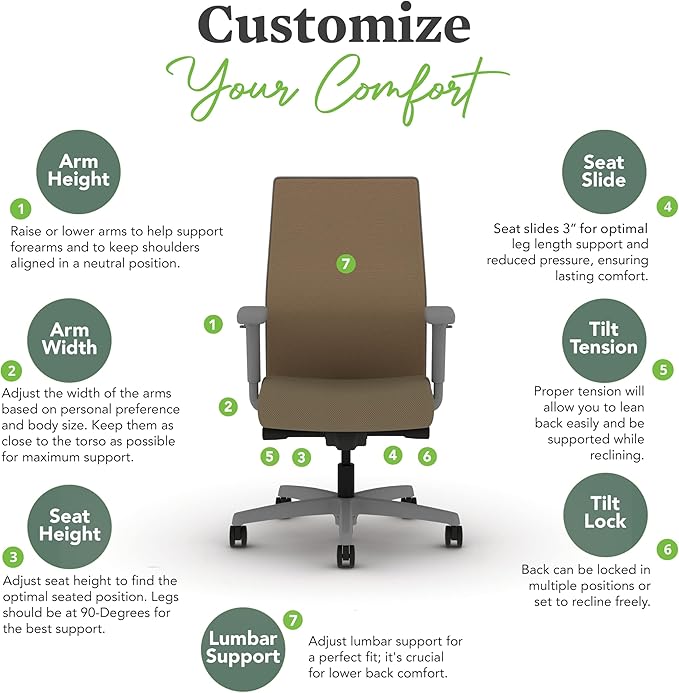 HON Ignition 2.0 Mid Back Task Chair, Spectrum Mesh, Advanced Synchro-Tilt Control, Office Chair with Lumbar Support, Height and Width Adjustable Arms, Titanium Frame, Quicksand