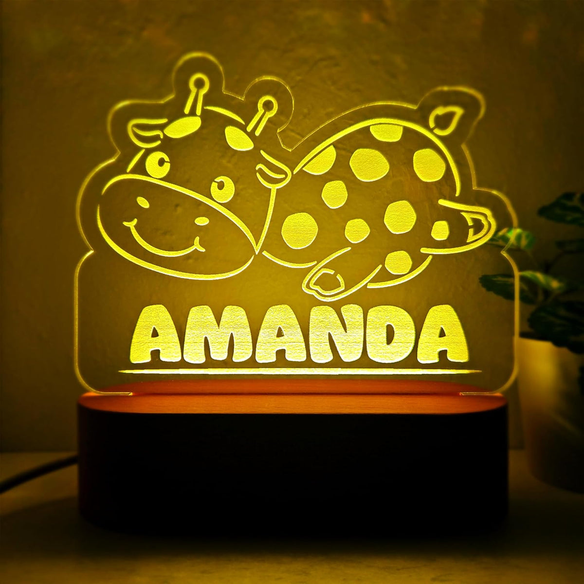 Personalized Night Light | Custom Nightlight for Kids | Nursery Baby Room Decor | Children's Bedroom Gift | LED colors | Stars Night Light (Giraffe)