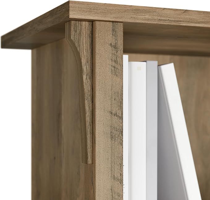 Bush Furniture Salinas L Shaped Desk with Hutch, File Cabinet and 5 Shelf Bookcase | 3 Piece Home Office Furniture Set in Reclaimed Pine | L Shaped Corner Table with Storage