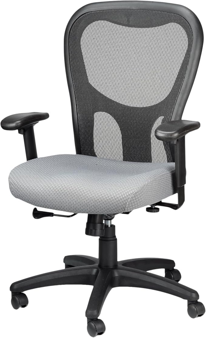 Tempur-Pedic TP9000C Mesh Swivel Task Chair with Tempur Material, Cooling Gel Layer, Adjustable Armrests, and Lumbar Support, Grey