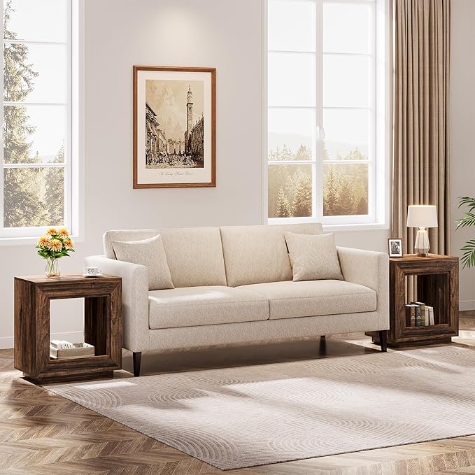 Tribesigns Rustic Brown End Table, 24" Side Table with Storage Shelf, Farmhouse Style Nightstand Bedside Table for Small Spaces, Bedroom, Living Room, Entryway, Easy Assembly (1, Brown)