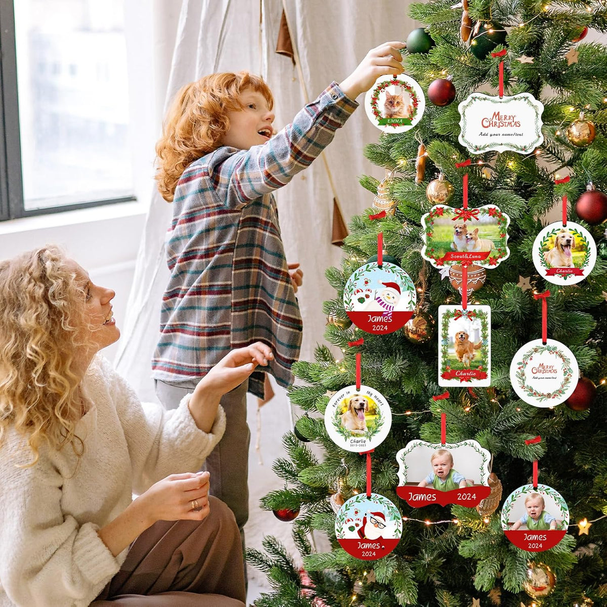 Personalized Dog Photo Christmas Ornaments 2025, Puppy Dog Cat First Christmas Ornaments, Pet Memorial Gifts for Dog Lovers, Pet Lovers