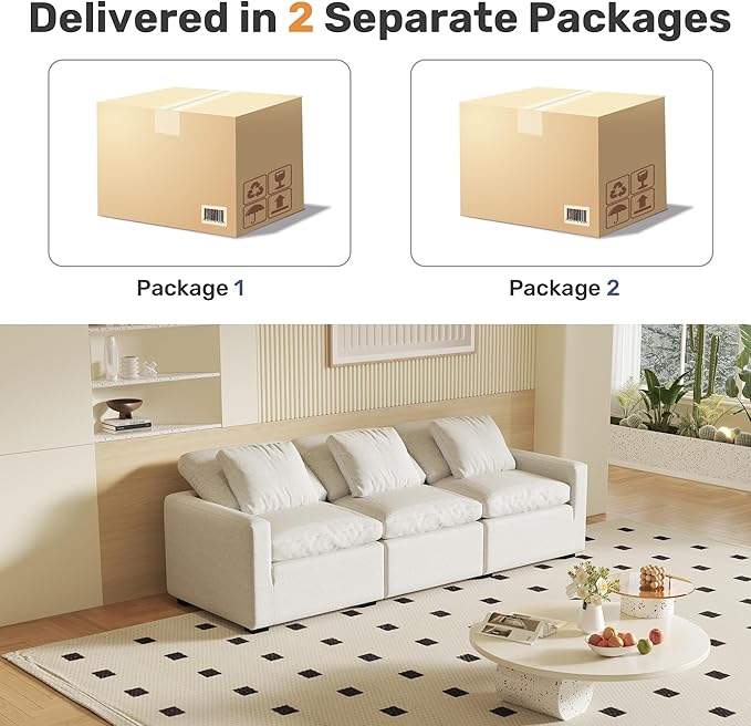 Large Convertible Modular Couches, L - Shape Couch with Optional Ottoman,Down Fill Sectional Sofa for Living Room(Beige)