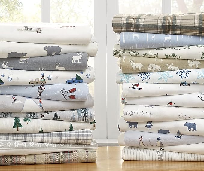 Eddie Bauer - Full Sheets, Cotton Flannel Bedding Set, Brushed For Extra Softness, Cozy Home Decor (Bears & Trees, Full)