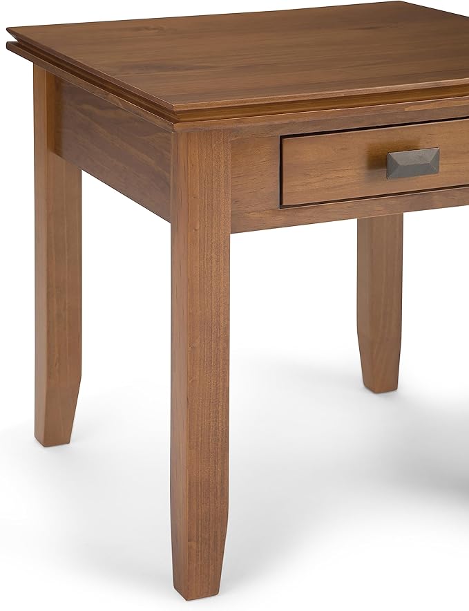 SIMPLIHOME Artisan SOLID WOOD 21 inch Wide Square Transitional End Side Table in Honey Brown for the Living Room and Bedroom