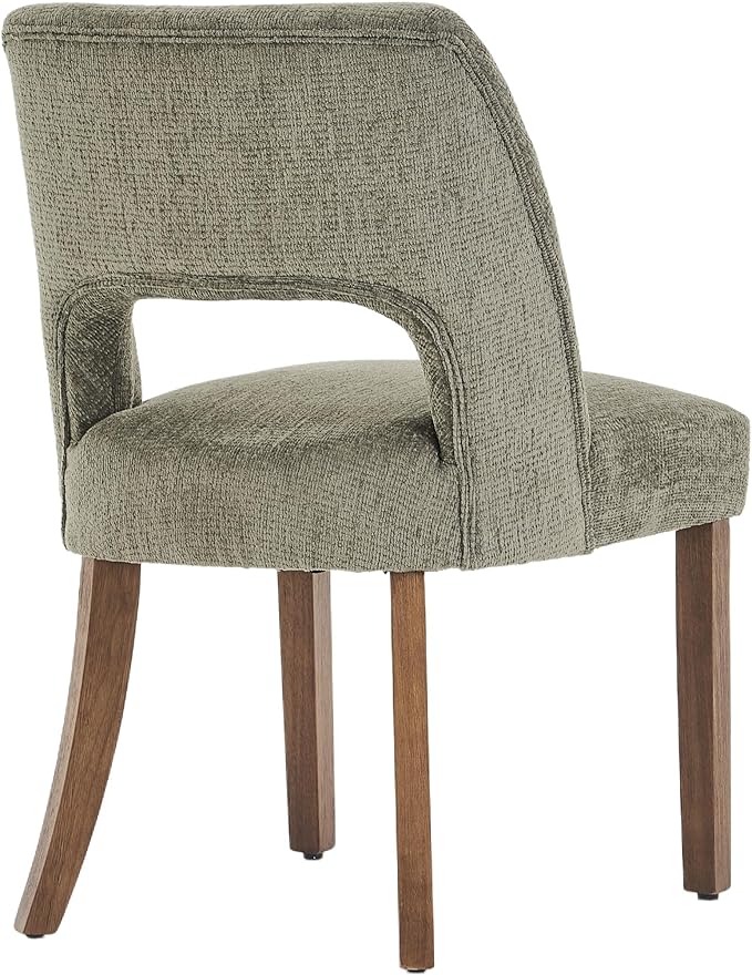 VKNOW Wooden Dining Chairs Set of 6, Modern Fabric Upholstered Dining Room Chair Kitchen Chairs, Farmhouse Dinner Chair for Kitchen Dining Room, Green