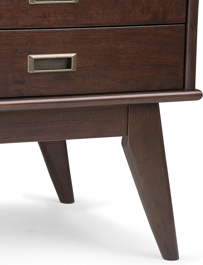 SIMPLIHOME Draper SOLID HARDWOOD 22 inch Wide Rectangle Mid Century Modern End Side Table in Medium Auburn Brown for the Living Room and Bedroom