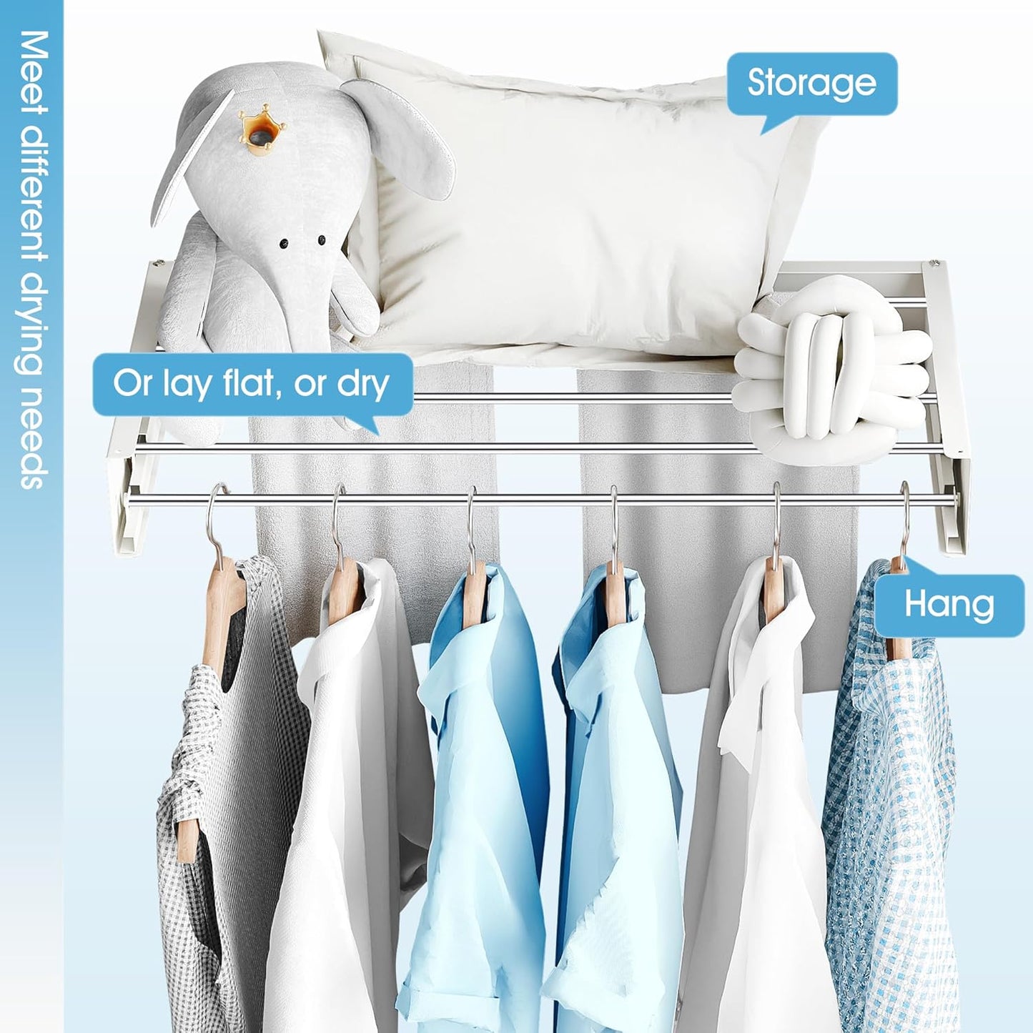 Drying Rack Clothing,Clothes Drying Rack Wall Mounted,Collapsible Hanging Racks for Laundry,Laundry Drying Rack,Wall Mounted Clothes Rack(31.5"-White) (White, 31.5 Inch)