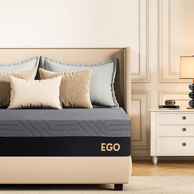 EGOHOME 10 Inch Cal King Memory Foam Mattress for Back Pain, Cooling Copper Gel Bed in a Box, Foam Made in USA, CertiPUR-US Certified, Therapeutic Medium Firm, 72x84x10 Black