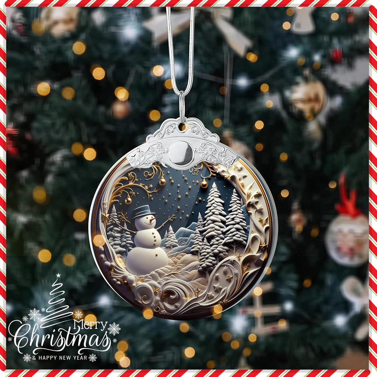 2025 Christmas Ornament, Christmas Ornaments, Ornaments,Christmas Tree Ornaments, Christmas Tree 2D Acrylic Ornament, White Elephant Gifts, Gag Gifts Funny Adult, Christmas Decor (Snowman)