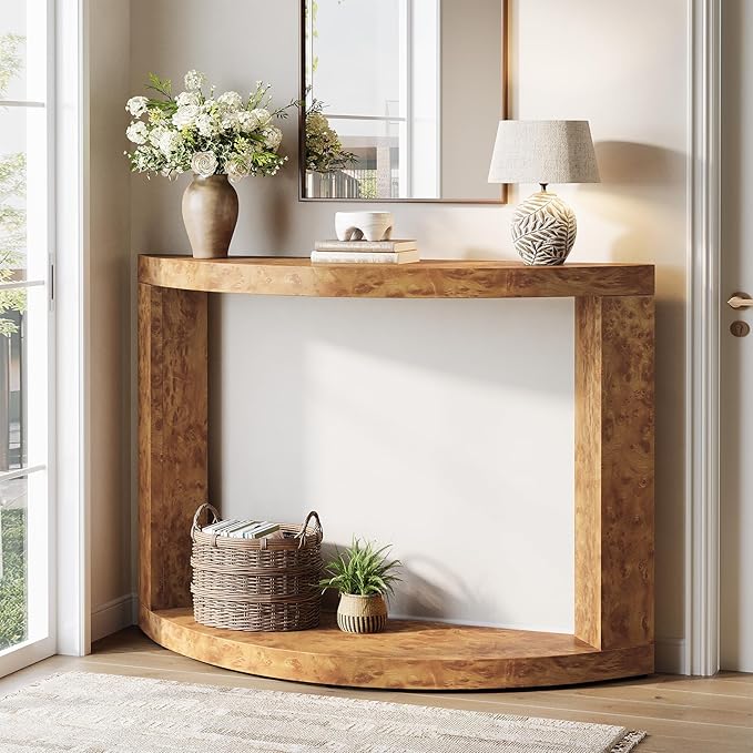 Tribesigns 2-Tier Console Table for Living Room, 47.24" Modern Entryway Table for Foyer, Hallway, Brown