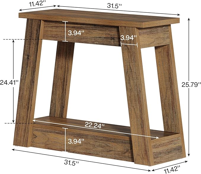 Tribesigns Wood End Table Set of 2, Small Side Table with 2 Storage Shelves, Rustic Accent Narrow Nightstand for Living Room, Bedroom (2)
