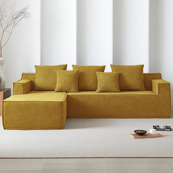 Boneless Couch for Living Room, 101" Modular Sectional Sofa Couches, L-Shape Sofa with Deep Seat, Comfy Cloud Sofa Velvet Fabric, No Assembly Required