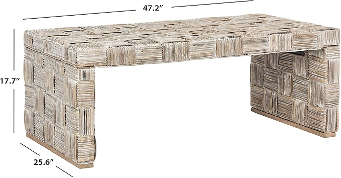 Safavieh Home Collection Adkin White Rattan Rectangle Coffee Table