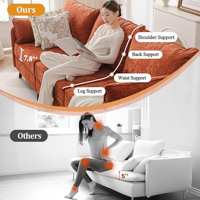 135'' Modular Sectional Sofa with All Seats Storage, Oversized L Shaped Couch for Living Room,4-Seater Comfy Cloud Couches with Movable Ottoman,Big Sectional for Bedroom,Velet,Orange