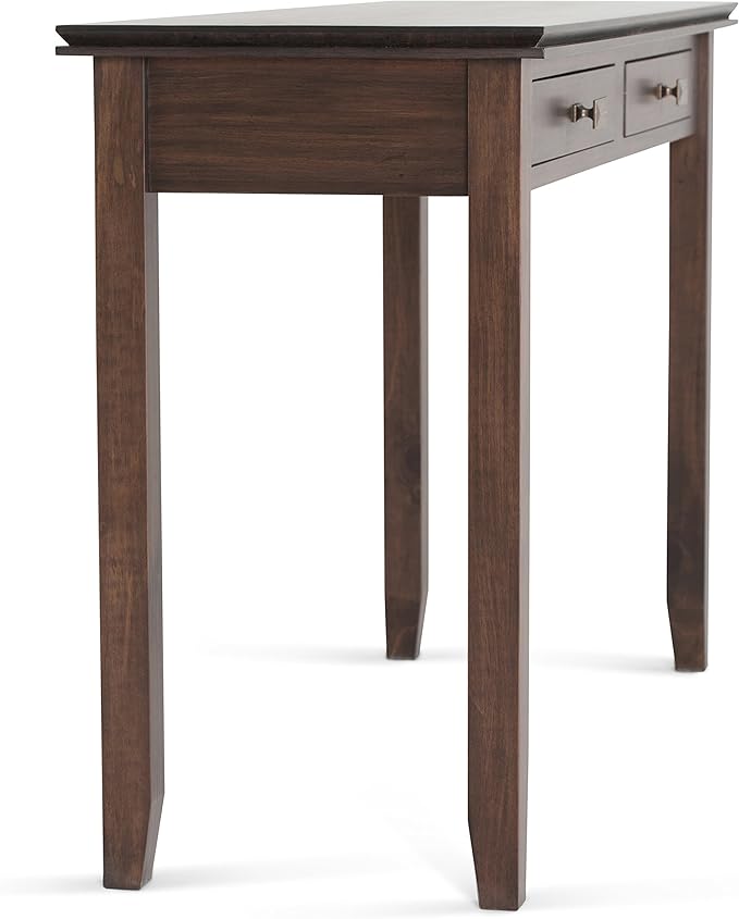 SIMPLIHOME Artisan Console Table - 46 Inch Wide Solid Wood Sofa Table in Natural Aged Brown, Transitional Storage Table for Entryway or Living Room with 2 Drawers and Clean Angle-Edged Top