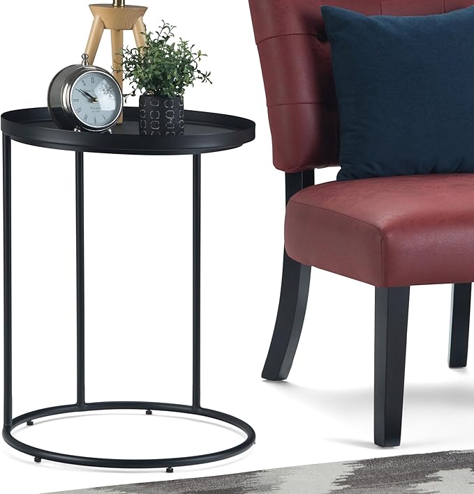 SIMPLIHOME Monet Industrial 18 inch Wide Metal Accent Side Table in Black, Fully Assembled for the Living Room and Bedroom