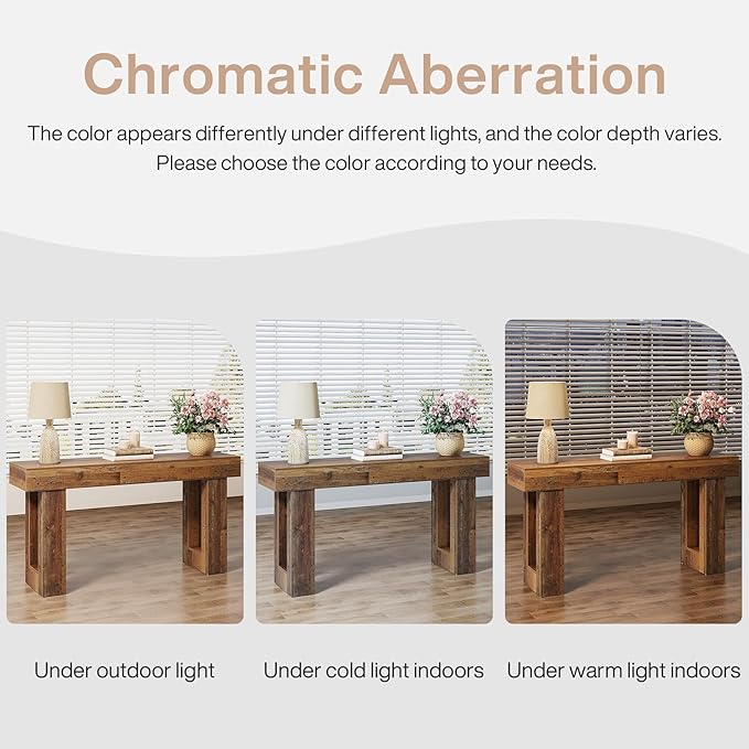 Tribesigns 63" Farmhouse Console Table, Natural Wooden Sofa Table Rectangular Accent Console for Entryway, Hallway & Living Room (Mix Brown)