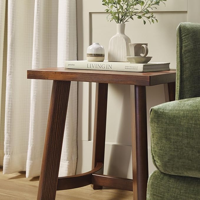 Walker Edison Colt Modern Farmhouse Solid Wood Square Side Table, 18 Inch, Medium Brown