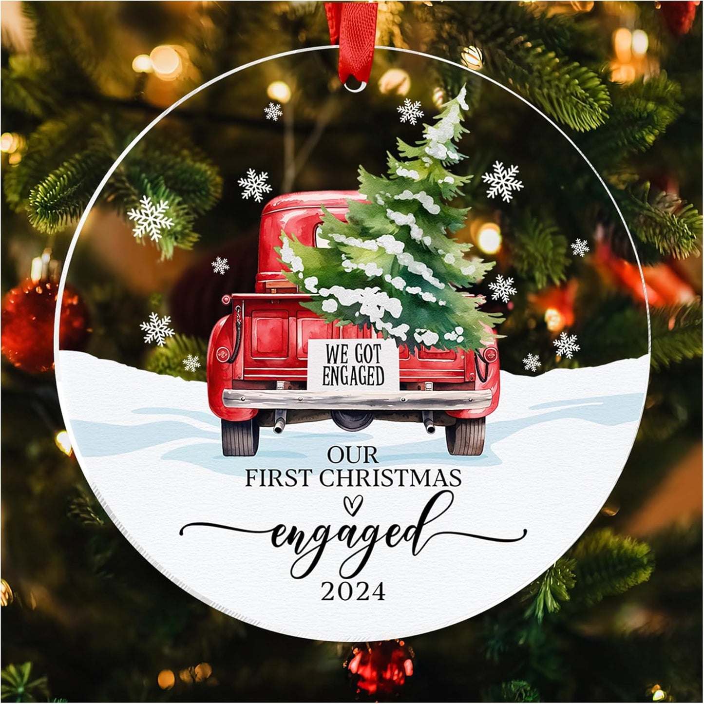 Our First Christmas in Our New Apartment 2025 Xmas Ceramic Ornament - Apartment Decor House Warming Gifts 1st Apartment Christmas Ornament (Engaged Ornament 2)