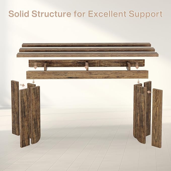Tribesigns 70.9-Inch Extra Long Console Table, Farmhouse Sofa Console Table with Widened Tabletop, Entryway Accent Tables with Sturdy Double Pedestal for Living Room (Rustic Brown)