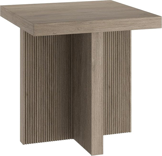 Henn&Hart 22" Wide Square Side Table in Antiqued Gray Oak, for Home, Living Room, Bedroom, Entertainment Room, Office