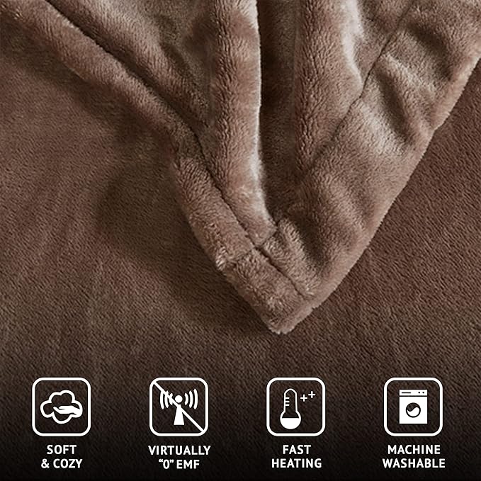 Beautyrest Heated Electric Blanket for Cold Weather, Fast Heating Heated Blanket, Auto Shut Off, Virtually Zero EMF, Multi Heat Setting, UL Certified, Mink Full (84 inx80 in)