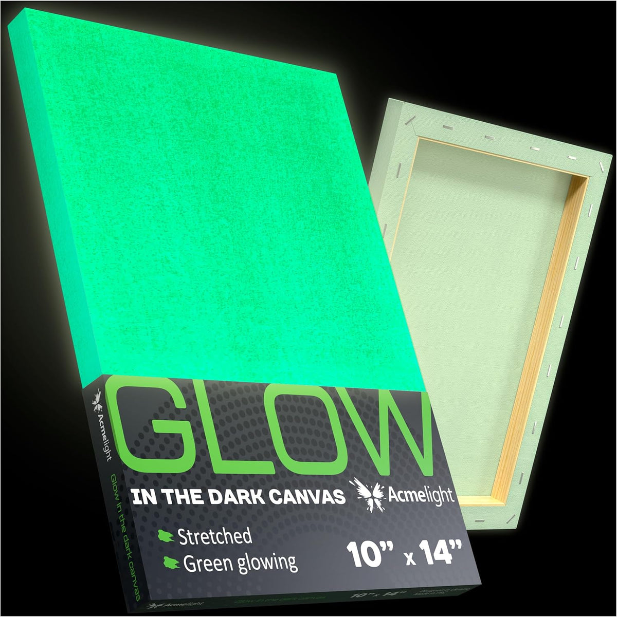 Glow in The Dark Canvas Boards – 2 Pack of 10×14″ Painting Panels – Neon-Ready Art Canvases for Acrylic, Oil & Glow Paints – Creative Gift for Artists, Kids & Decoration