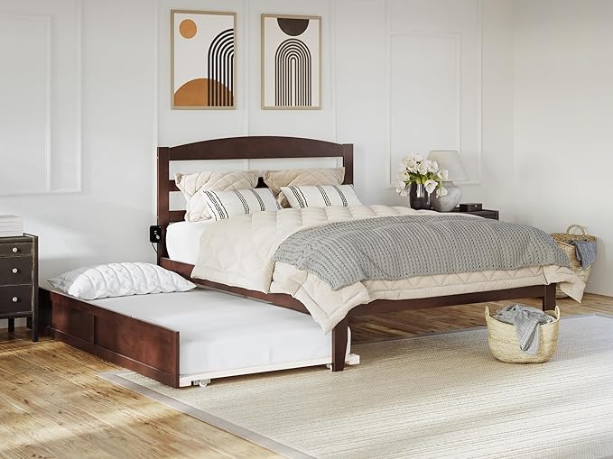 AFI, Warren Queen Platform Bed with Twin XL Trundle, Walnut