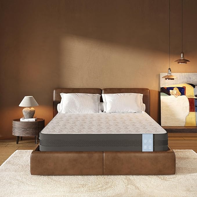 FLEXISPOT 12'' Queen Size Cooling Gel Memory Foam Mattress, Viscose from Bamboo, Medium Firm, 10-Year Warranty, Mattress-in-A-Box, Certi-PUR & Oeko-TEX Certified, Washable, Fire-Resistant.