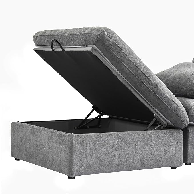 160.6'' Cloud Couch Modular Sectional Sofa with Thick Cushion,U Shaped Sofa Convertible Couch with Storage Ottomans for Living Room,Cover Washable & Removables