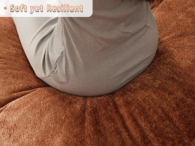EASE MOOSE Oversized Boneless Couch for Living Room, Sectional Cloud Sofa, Modular Cloud Couch, 3-Seater Deep Seat Sofas with Pillow for Bedroom, Apartment, No Assembly Required, Chenille (Brown)