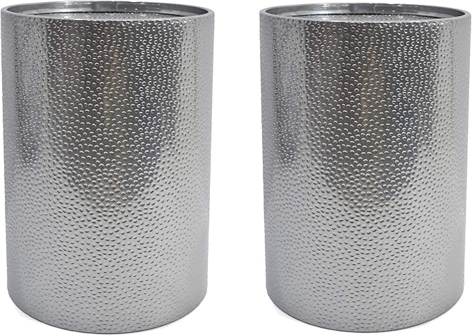 Christopher Knight Home Kaylee Modern Round Hammered Iron Accent Table (2 Pack) -Silver 16 in x 16 in x 22.25 in