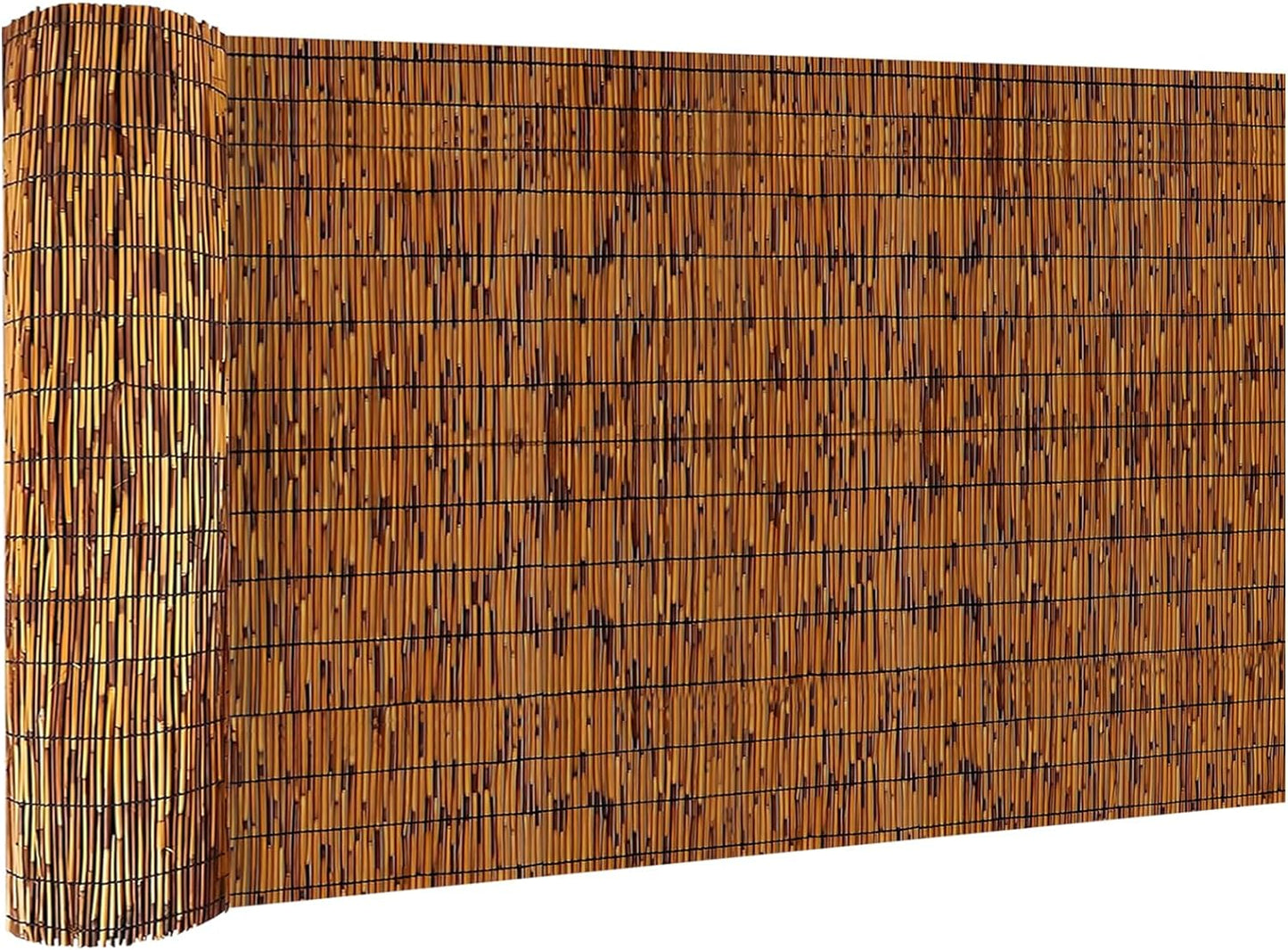 Bamboo Privacy Fence, Light Russet Bamboo Reed Fencing 6ft High, Decorative Reed Rolls Privacy Screens for Patio Garden Balcony Backyard Outdoor, 6 x 6 FT