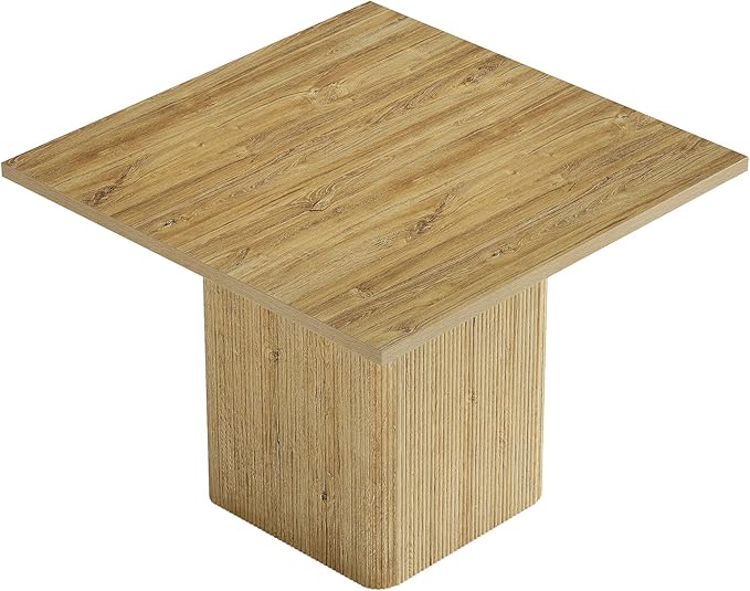 Tribesigns 39-Inch Square Dining Table for 4, Small Fluted Kitchen Table with Sturdy Pedestal, Farmhouse Wooden Dinner Table for Dining Room, Living Room, Kitchen, Small Space, Natural