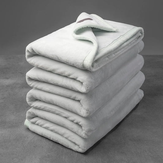 Mellowdy Extra Thick Hearty Plush Flannel Blanket (Pale Mint, 60x80) - 500GSM Twin Size Warm Blanket for Winter, Fall | Soft, Fluffy, Cuddly, Perfect for Bed, Oversized Throw for Couch, Sofa
