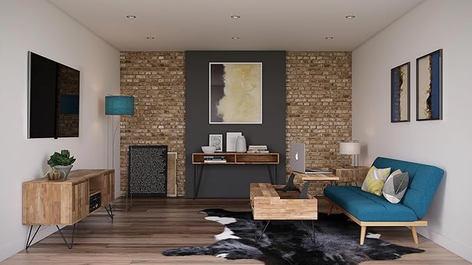 SIMPLIHOME Hunter SOLID MANGO WOOD and Metal 22 inch Wide Square Industrial End Side Table in Natural for the Living Room and Bedroom