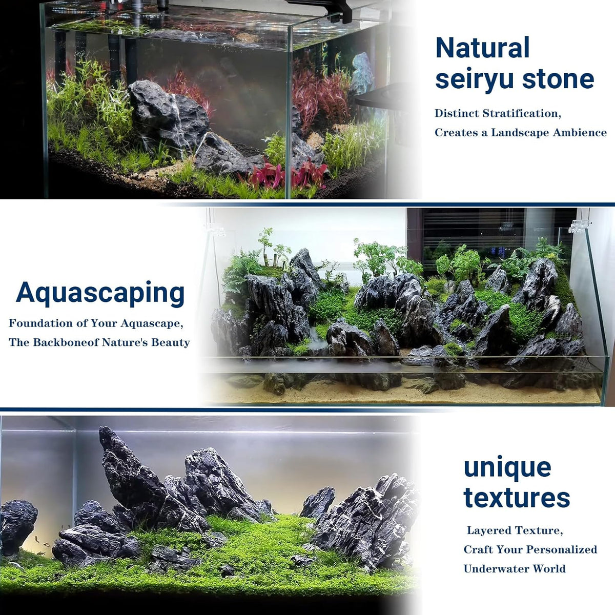 Dragon Stone Aquarium Rock Seiryu Stone for Aquariums, Fish Tanks, Bonsai, Terrariums, Wargaming Dioramas, Indoor or Outdoor Gardens-40Lb(2-10 Inch)