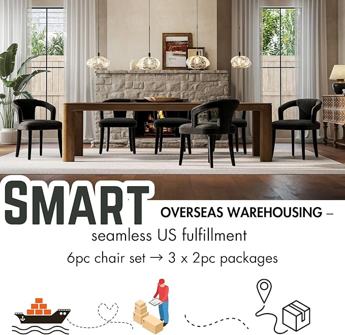 Black Velvet Dining Chairs Set of 6, Modern Upholstered Accent Chairs with Curved Back & Arms, Comfy Large Fully Upholstered Side Chair for Living Room